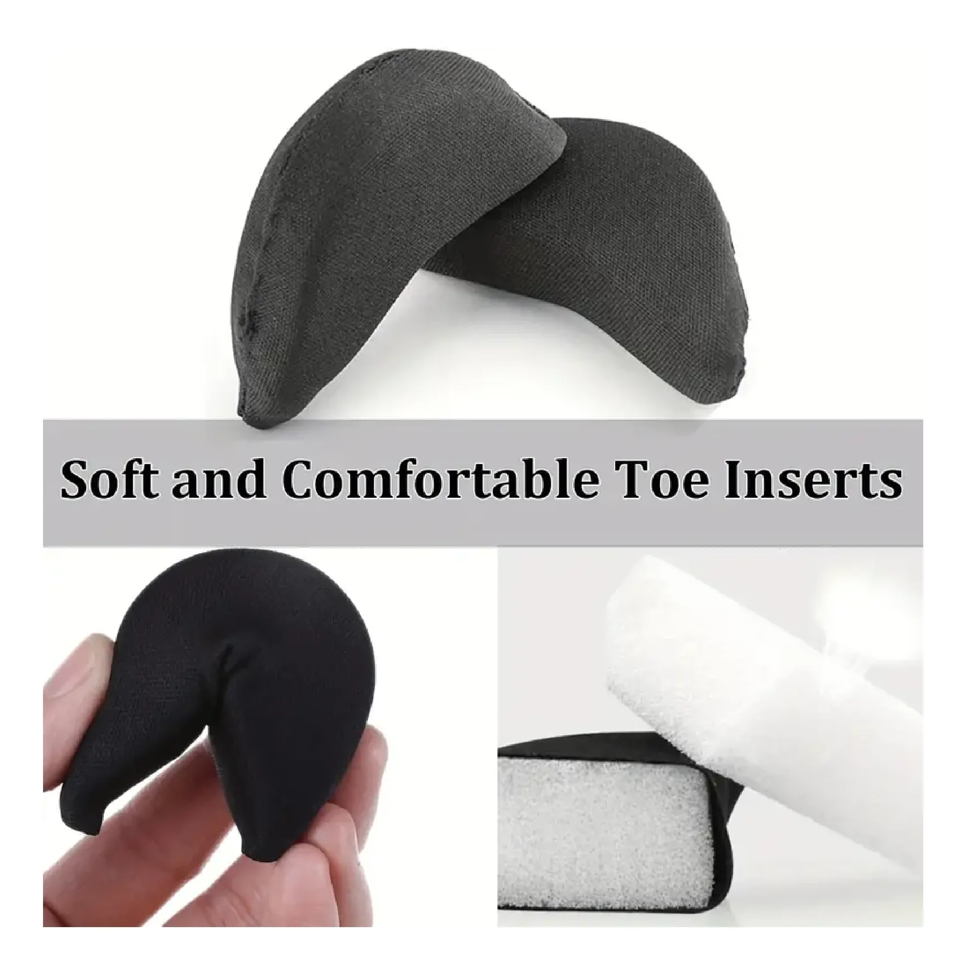 Toe Inserts For Shoes Too Big 4 Pairs Shoe Inserts For Women Men, Foam Toe Filler, Shoe Fitters, Black And Beige