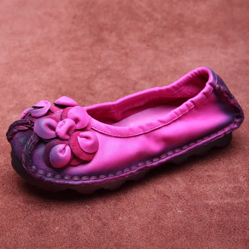 Women Retro Soft Leather Antislip Flats