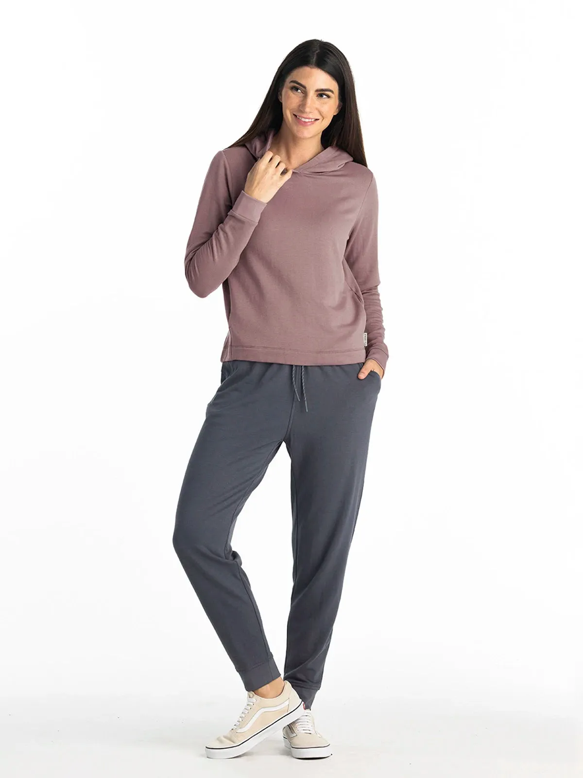 Women's Bamboo Lightweight Fleece Cropped Hoodie - Canyon