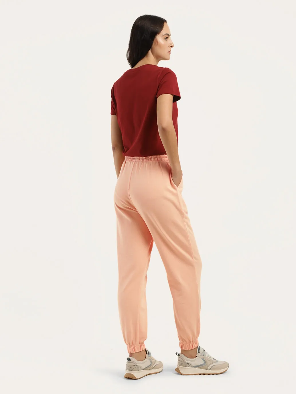 Women's Regular Fit Peach Joggers